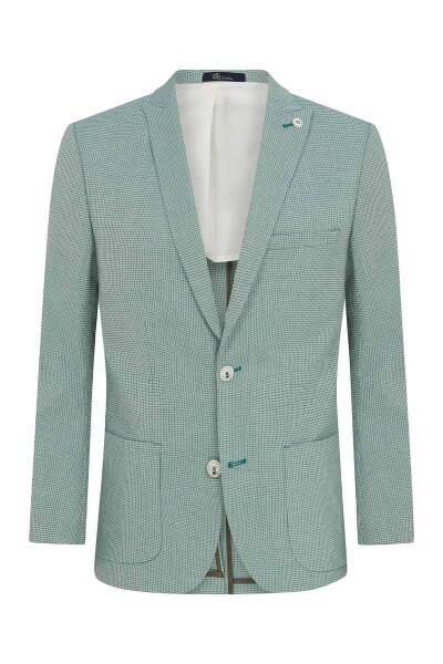 Açık Yeşil Desenli Slim Fit Ceket - Html
