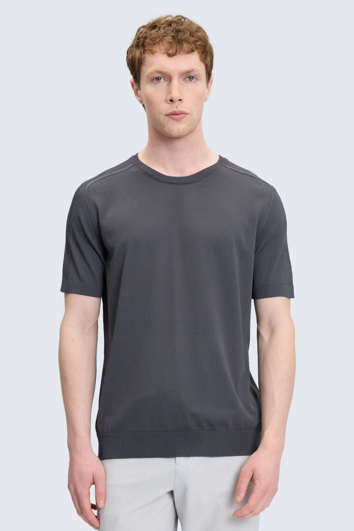 Antrasit Regular Fit Bisiklet Yaka Rayon Tişört