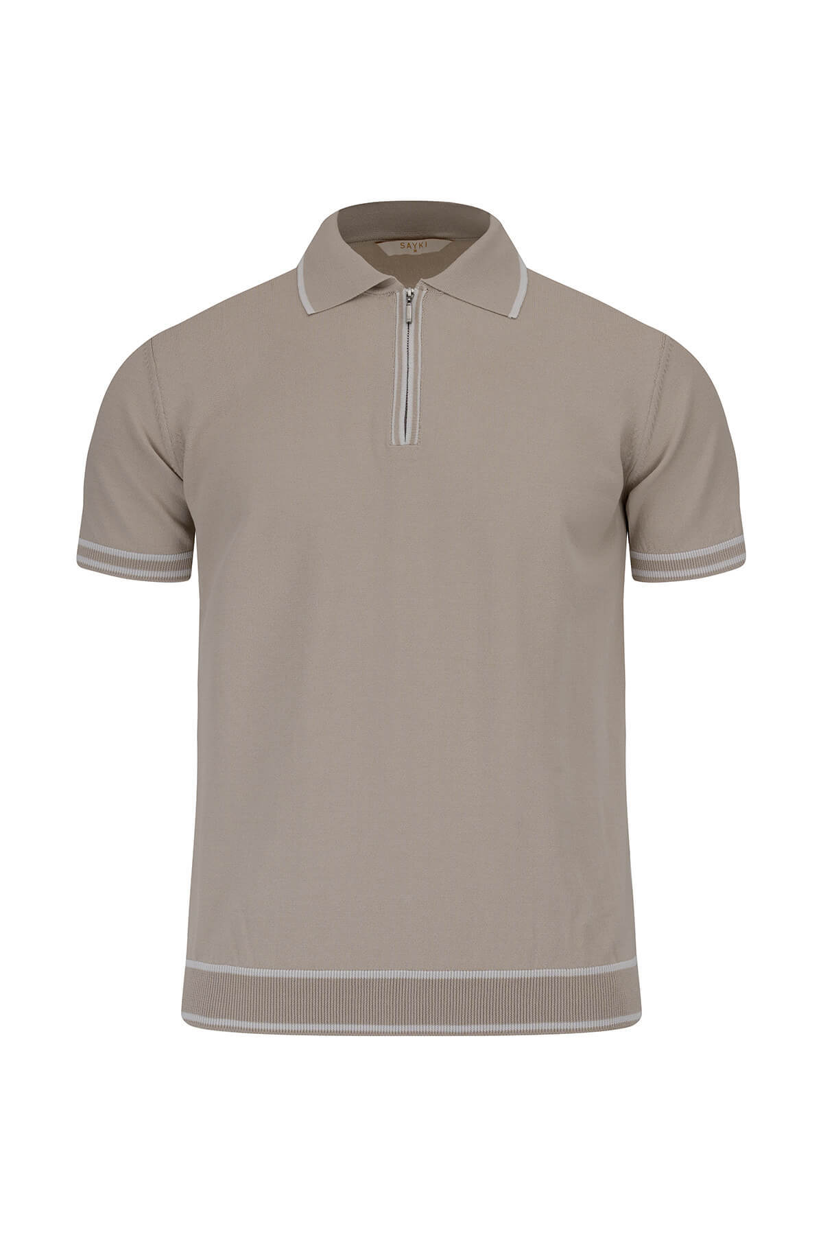 Bej Regular Fit Polo Yaka Rayon Tişört