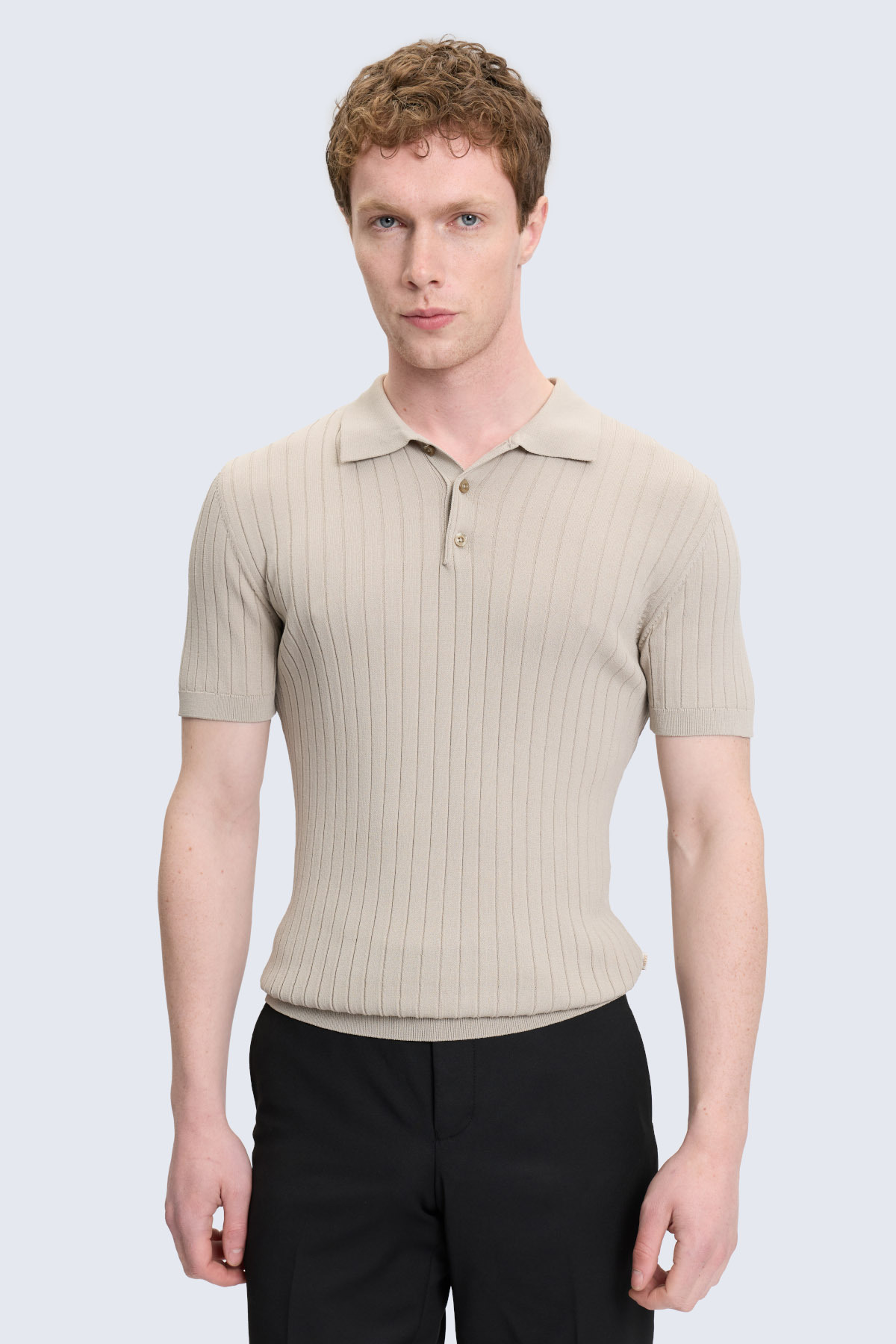 Bej Regular Fit Polo Yaka Rayon Tişört