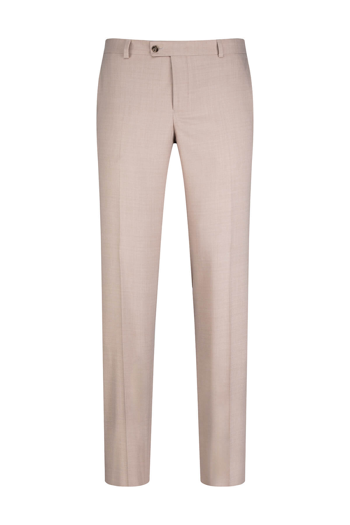 Bej Regular Fit Yandan Cepli Kumaş Pantolon