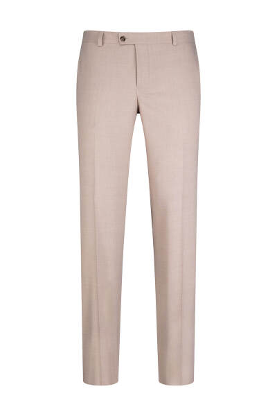 Bej Regular Fit Yandan Cepli Kumaş Pantolon