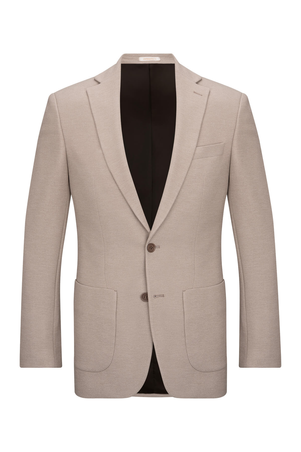 Bej Slim Fit Mono Yaka Klasik Ceket