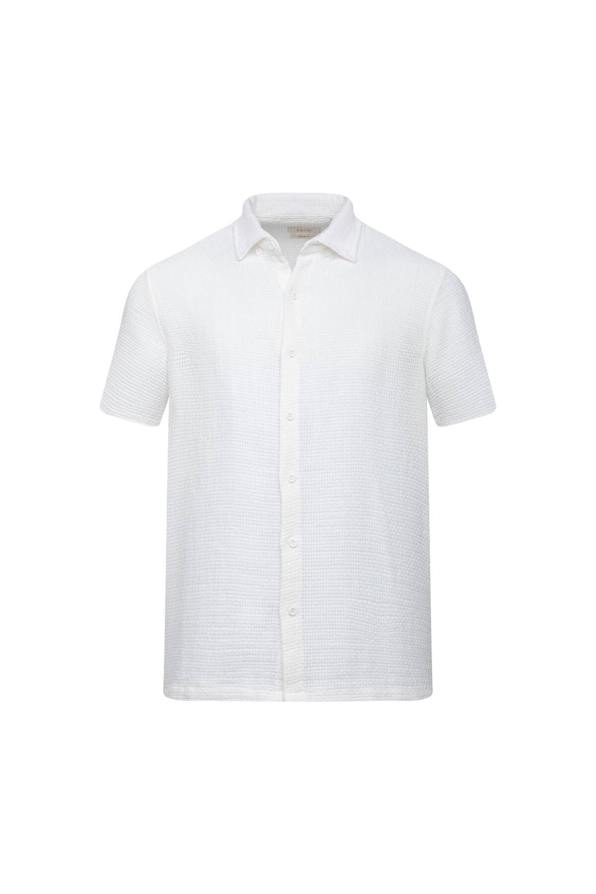 Beyaz Comfort Fit Düğmeli Yaka 100% Pamuk Kısa Kollu Casual Gömlek