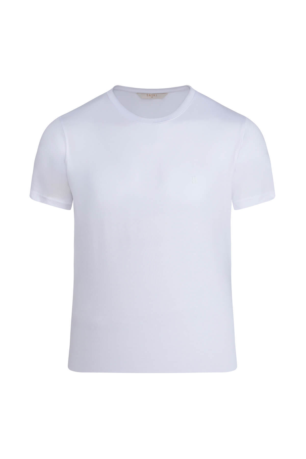 Beyaz Regular Fit Bisiklet Yaka Tişört