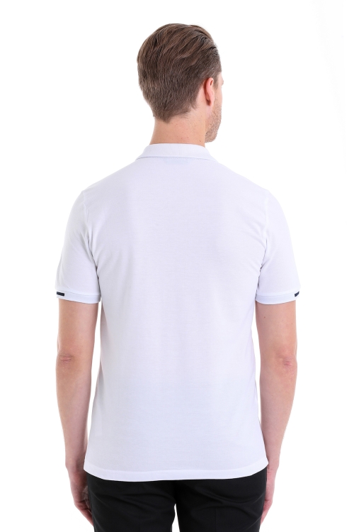Hatemoğlu Beyaz Regular Fit Düz 100% Pamuk Polo Yaka Casual Tişört. 7