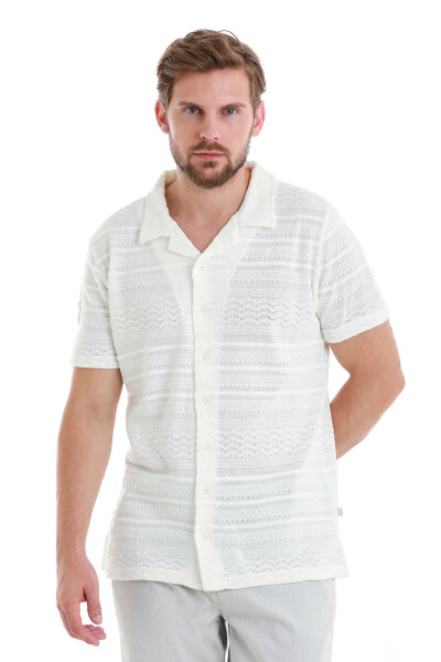 Beyaz Regular Fit Polo Yaka Tişört - Hatem Saykı