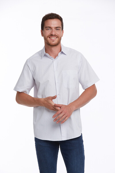 Mavi Regular Fit Kareli Pamuklu Slim Yaka Kısa Kol Klasik Gömlek - Hatemoğlu