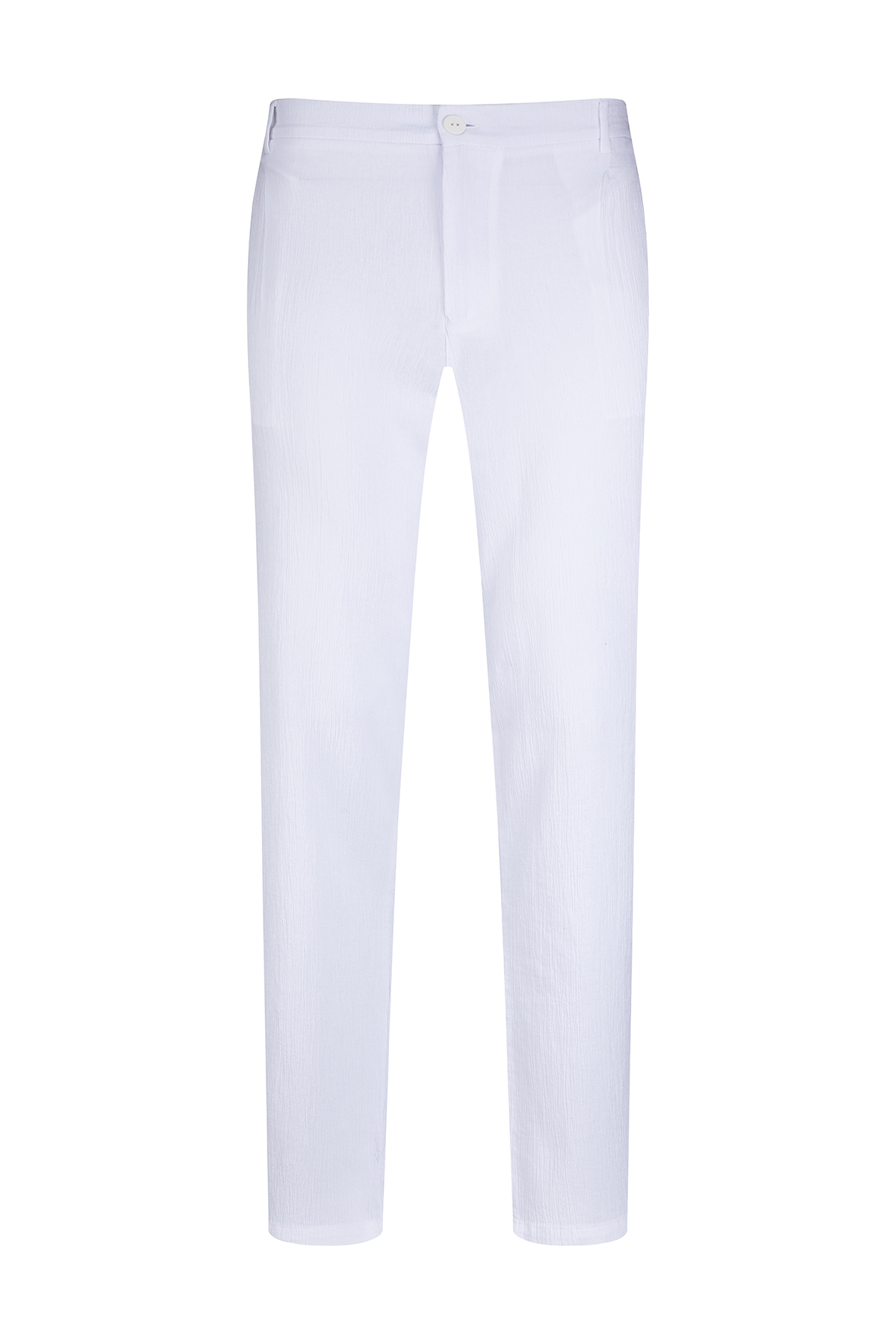 Beyaz Regular Fit Yandan Cepli 100% Pamuk Jogger Pantolon