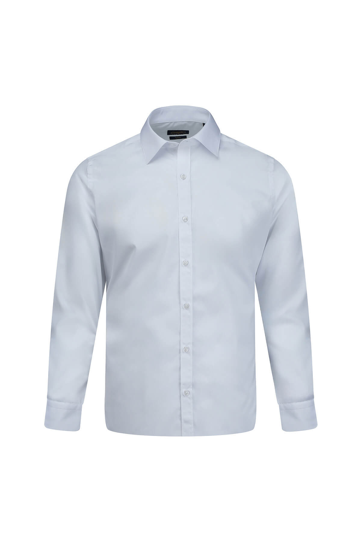 Beyaz Slim Fit Slim Yaka Pamuklu Uzun Kollu Gömlek