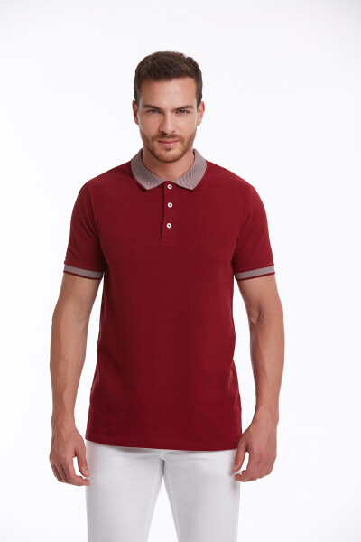 Bordo Regular Fit 100% Pamuk Polo Yaka Tişört - Hatemoğlu