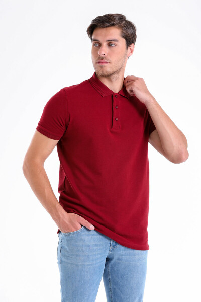 Bordo Regular Fit 100% Pamuk Polo Yaka Tişört - Hatemoğlu