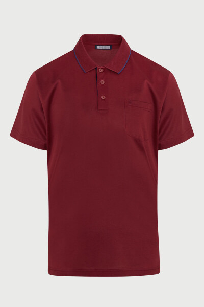 Bordo Regular Fit Merserize Polo Yaka %100 Pamuk Tişört - Hatemoğlu