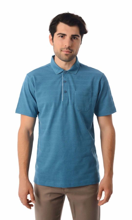 Hatemoğlu Mavi Polo Yaka Basic Tişört. 1