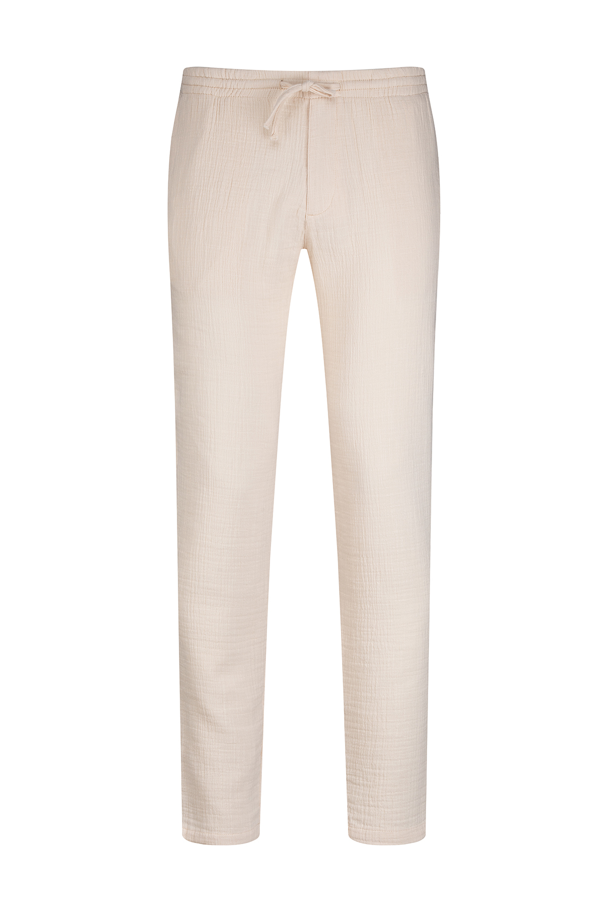 Ekru Rahat Kesim Yandan Cepli 100% Pamuk Jogger Pantolon