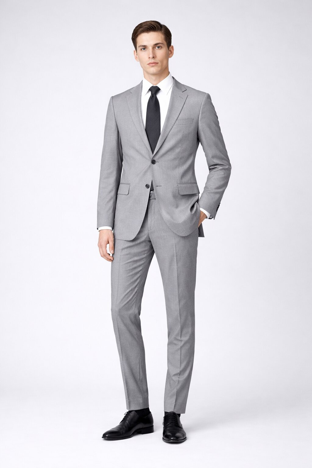 Gri Comfort Fit Mono Yaka Takım Elbise