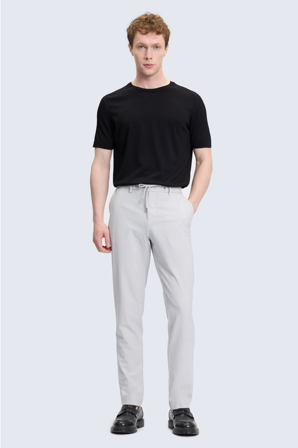 Gri Rahat Kesim Yandan Cepli Jogger Pantolon