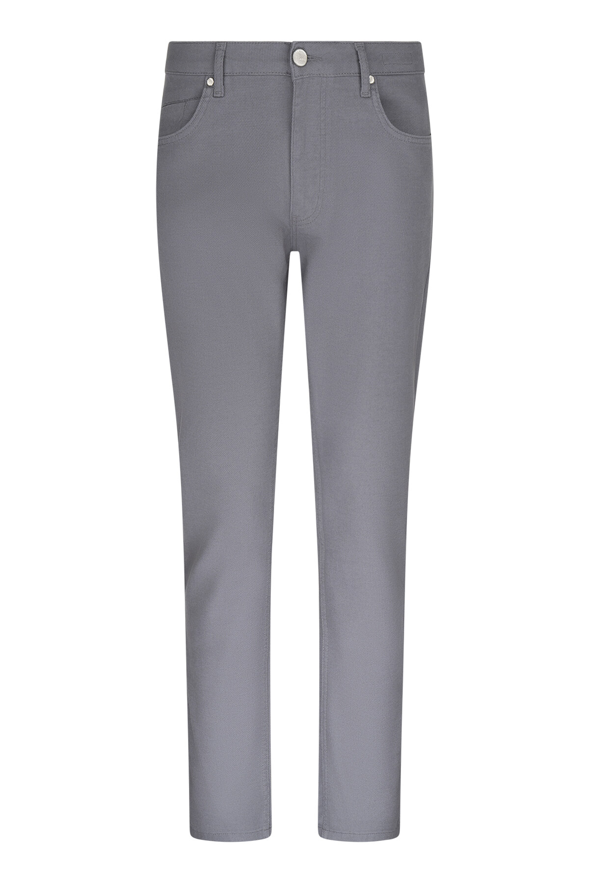 Gri Regular Fit 5 Cep Pamuklu Kanvas Pantolon