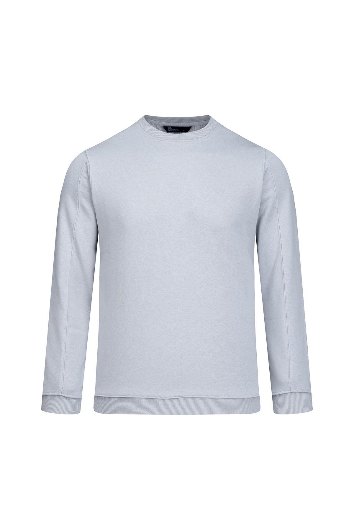 Gri Regular Fit Bisiklet Yaka 100% Pamuk Sweatshirt