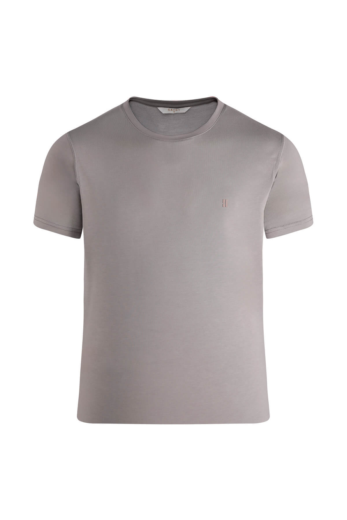 Gri Regular Fit Bisiklet Yaka Tişört