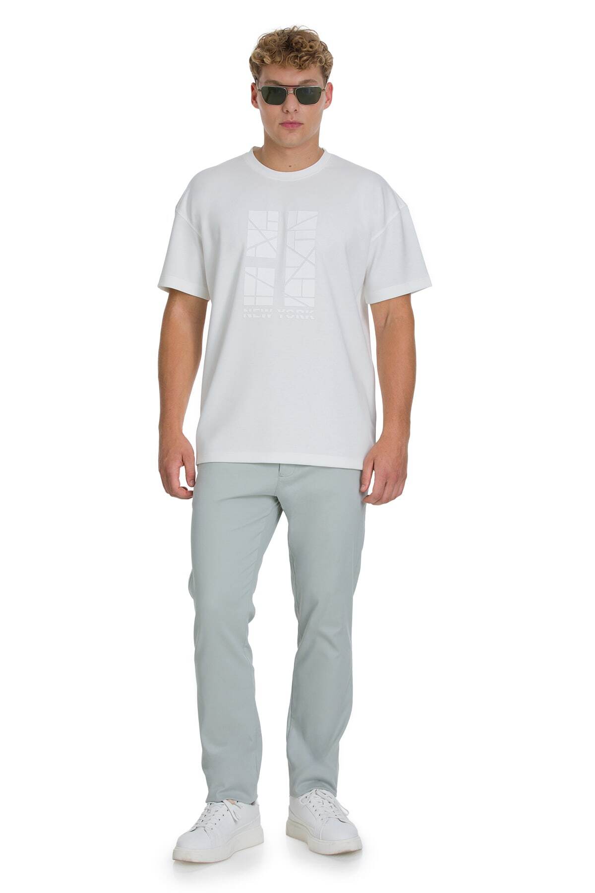 Gri Regular Fit Yandan Cepli Kanvas Pantolon