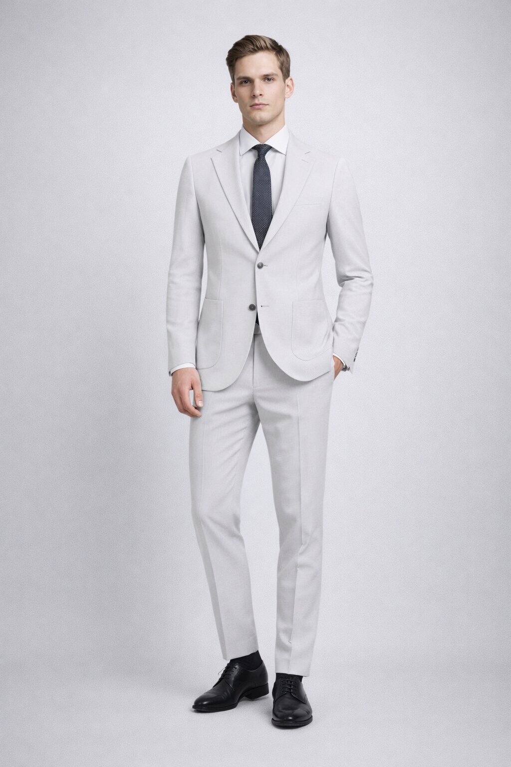 Gri Slim Fit Mono Yaka Casual Takım Elbise