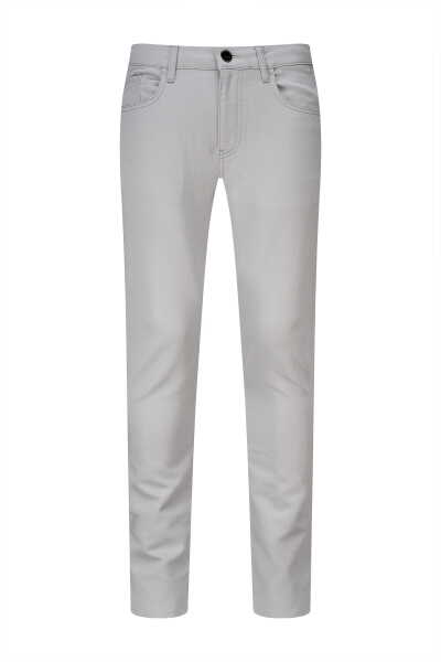Gri Slim Fit Pamuklu 5 Cep Kanvas Pantolon