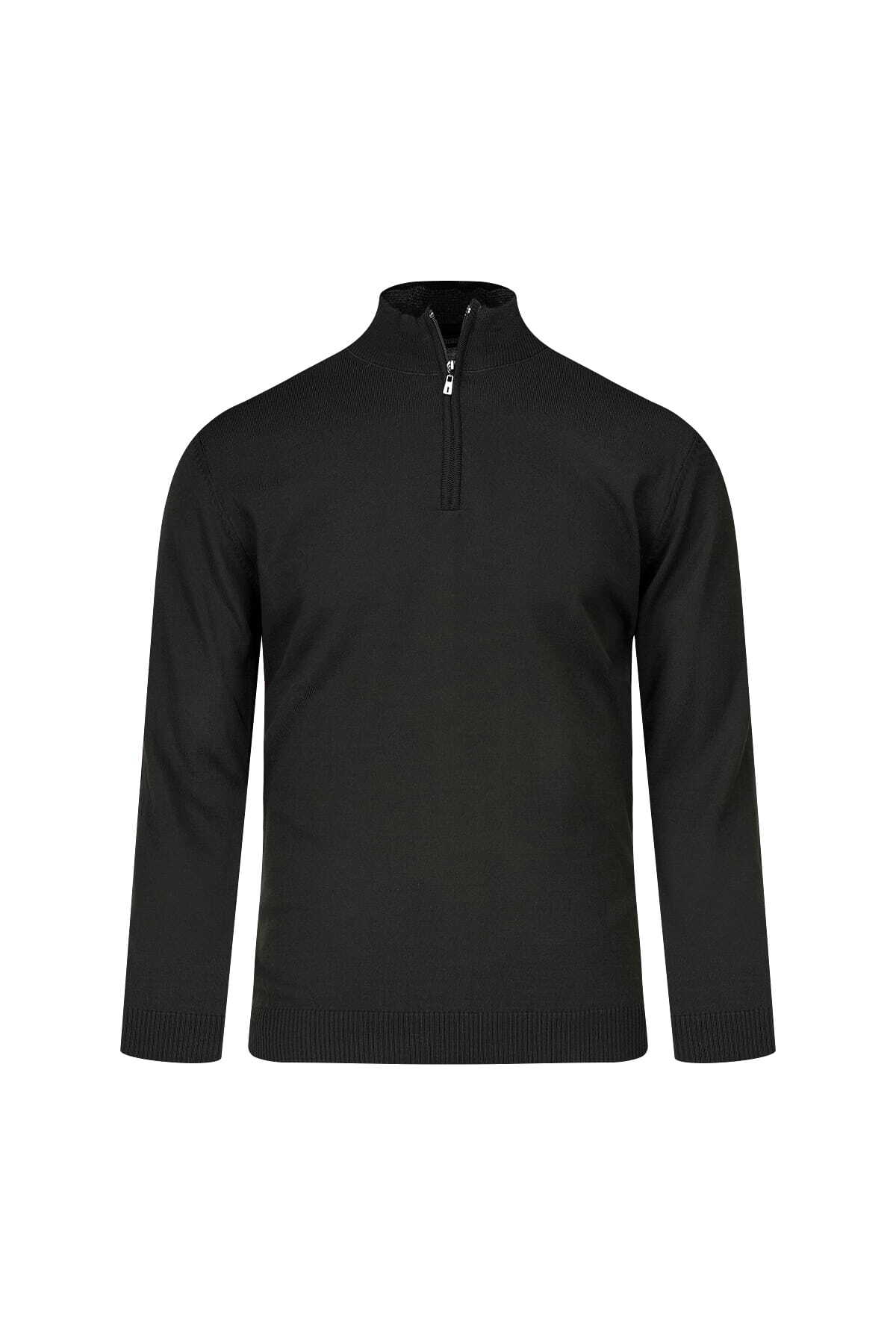 Haki Regular Fit Fermuarlı Yarım Balıkçı Yaka Yünlü Kazak