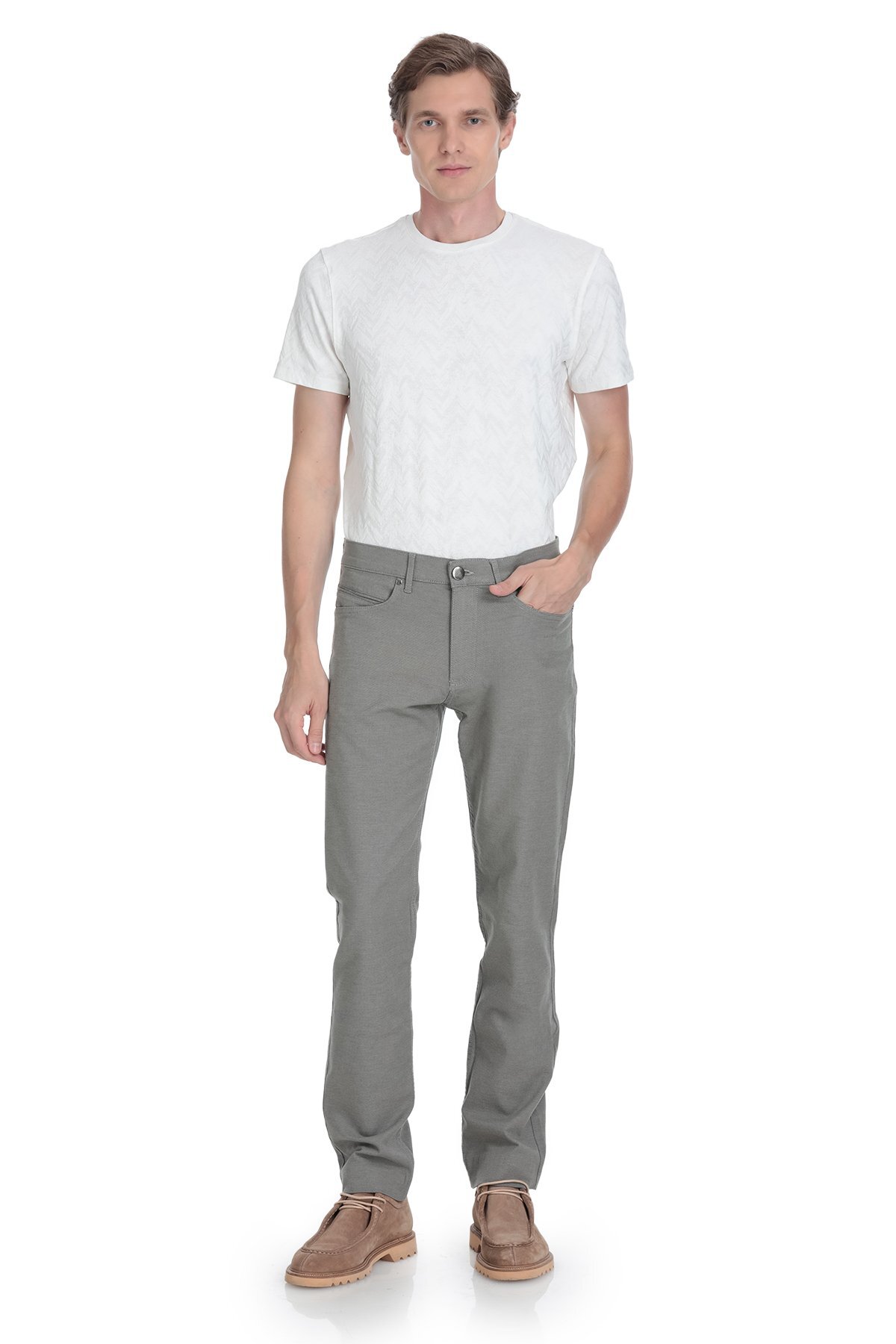Haki Regular Fit Pamuklu 5 Cep Kanvas Pantolon