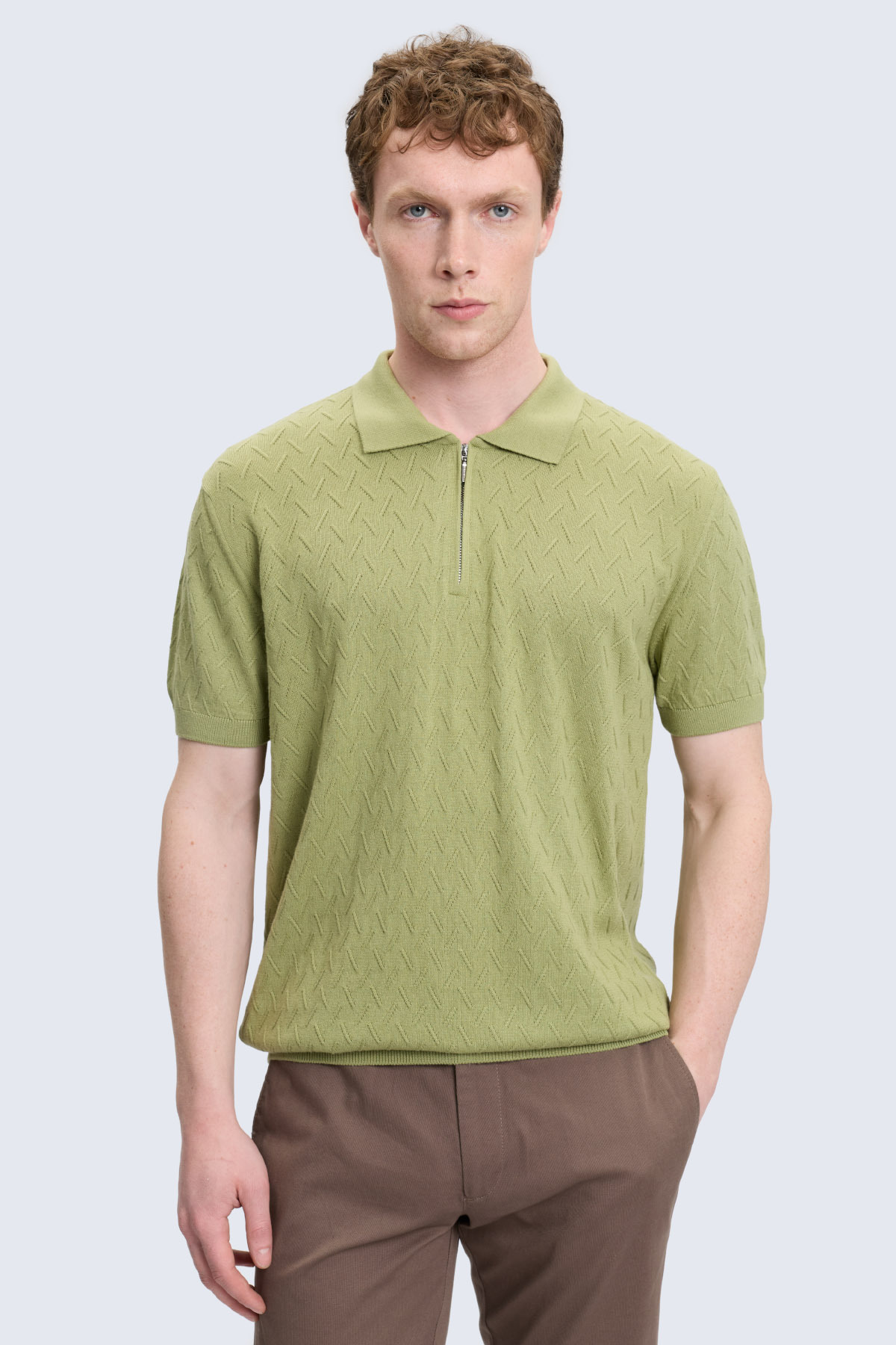 Haki Regular Fit Polo Yaka Pamuklu Tişört