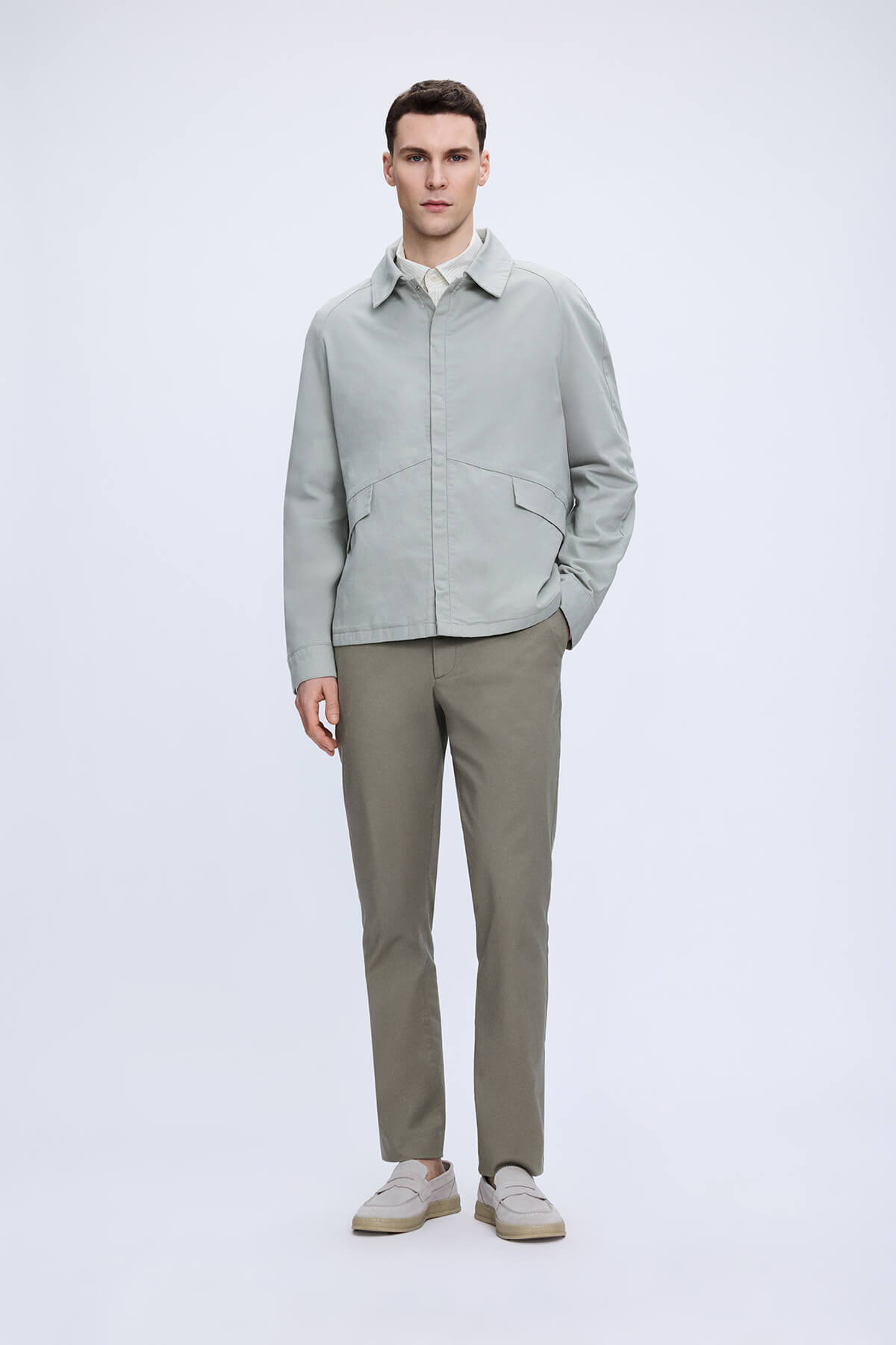 Haki Regular Fit Yandan Cepli Pamuklu Kanvas Pantolon