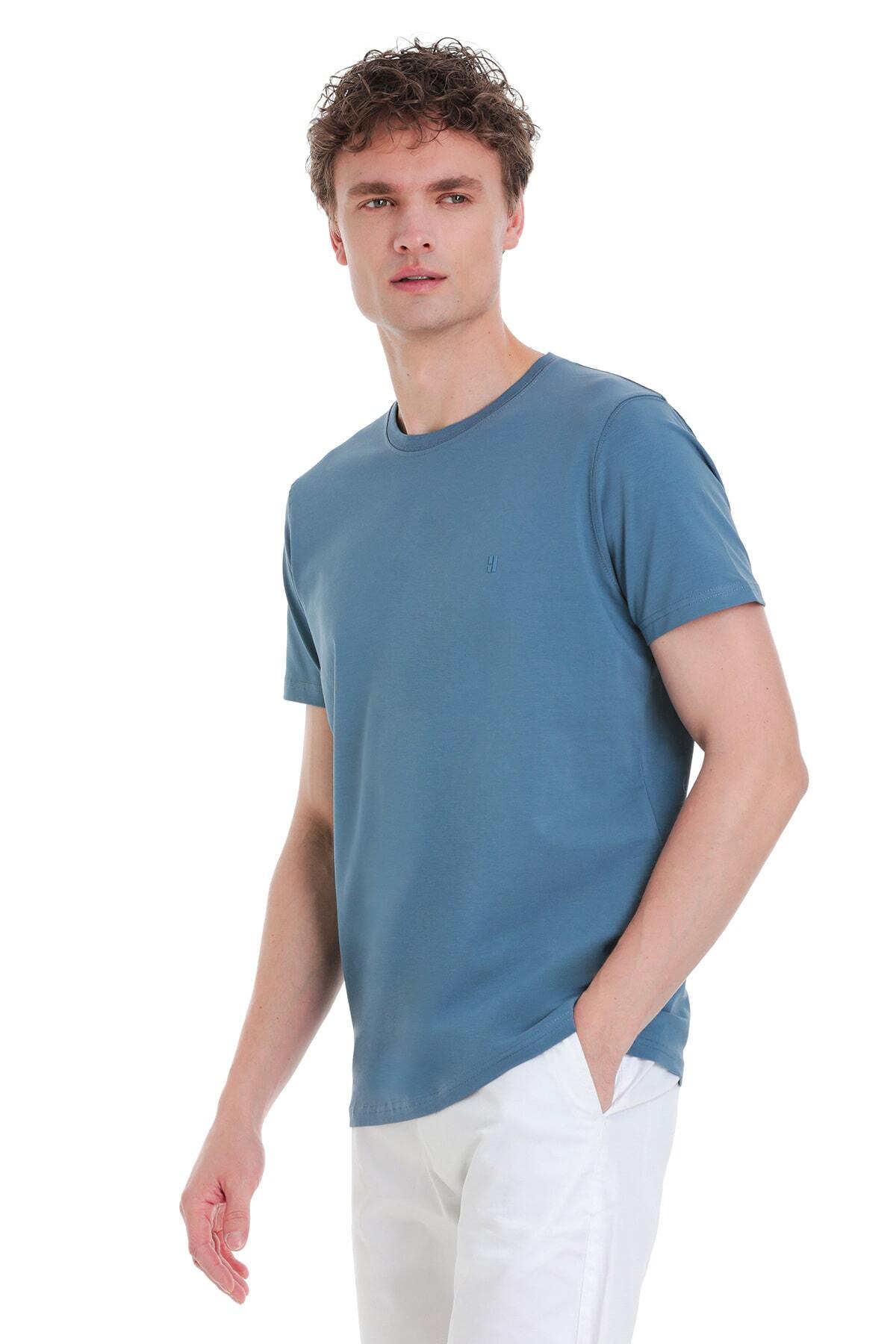 İndigo Regular Fit Bisiklet Yaka Pamuklu Tişört