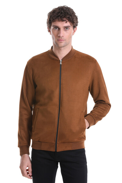 Kahverengi Regular Fit Bomber Yaka Mevsimlik Mont