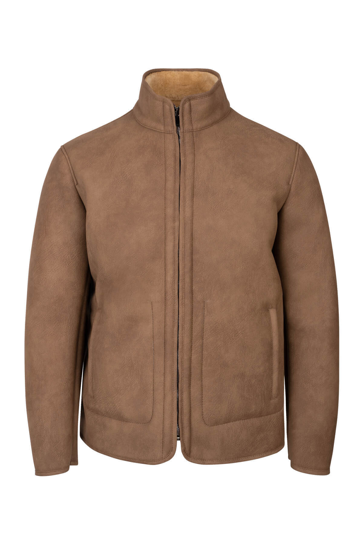 Kahverengi Slim Fit Bebe Yaka Mont