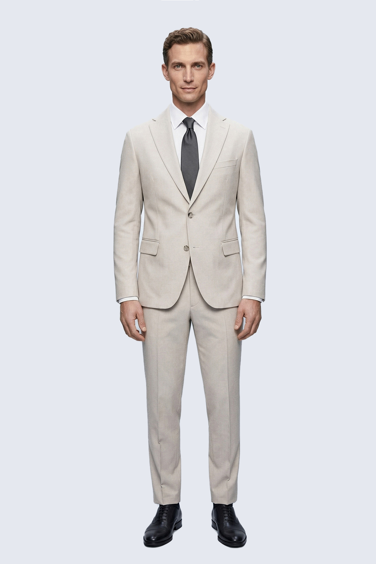 Keten Comfort Fit Mono Yaka Klasik Takım Elbise