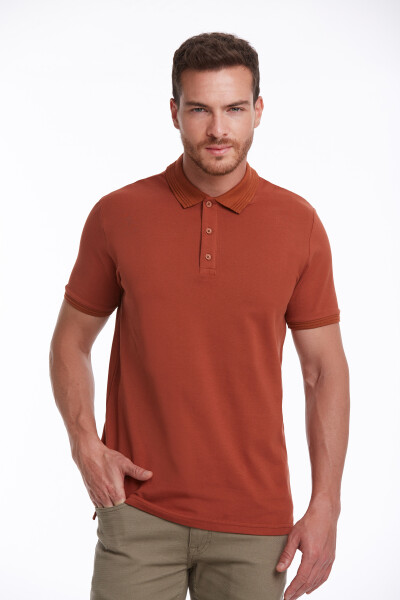 Kahverengi Regular Fit 100% Pamuk Polo Yaka Tişört - Hatemoğlu