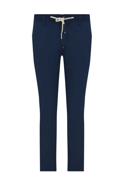 Lacivert Dinamik Fit Düz Pamuklu Yandan Cep Jogger Kanvas Pantolon - Hatemoğlu