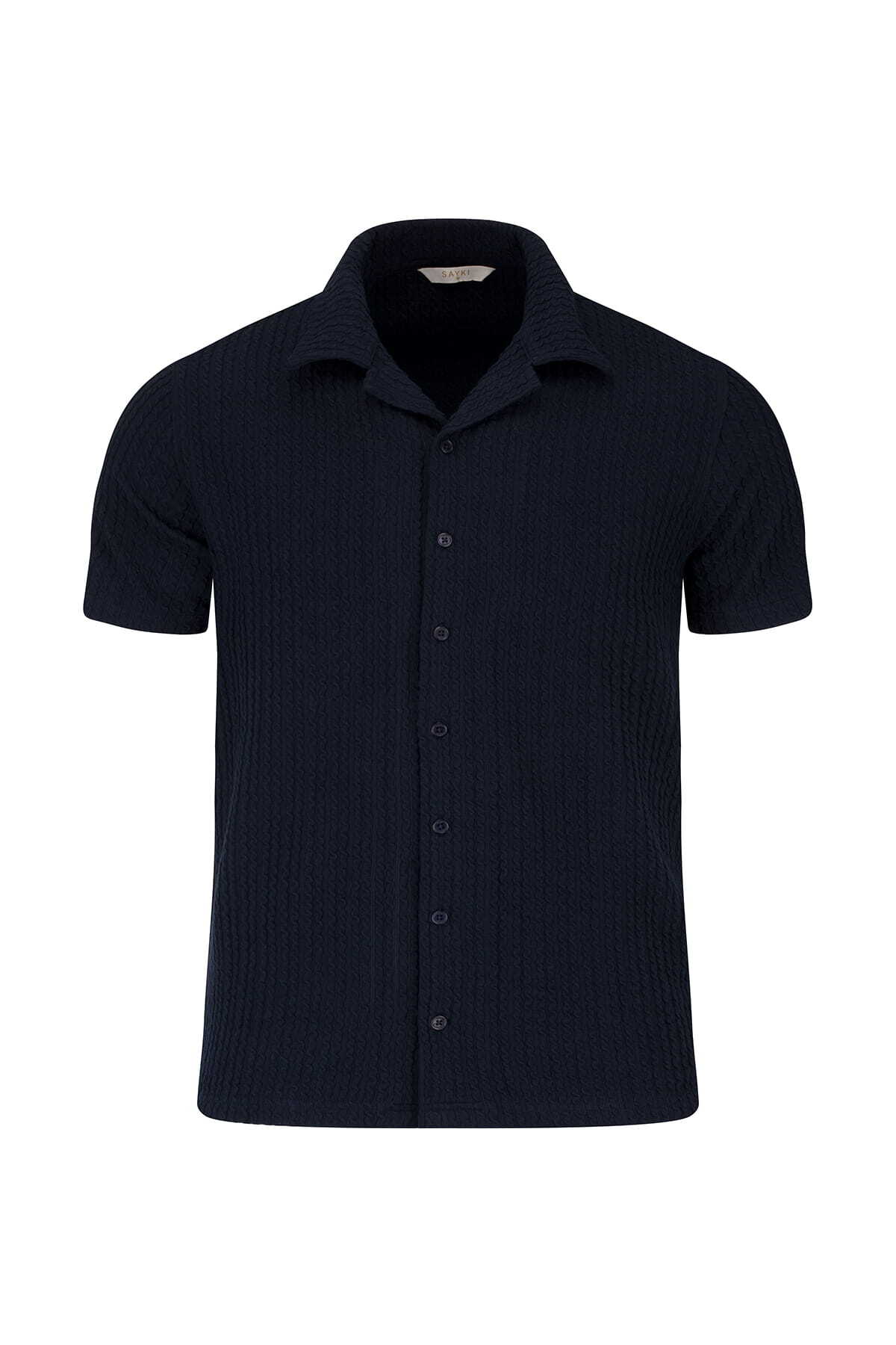 Lacivert Regular Fit Apaş Yaka Gömlek
