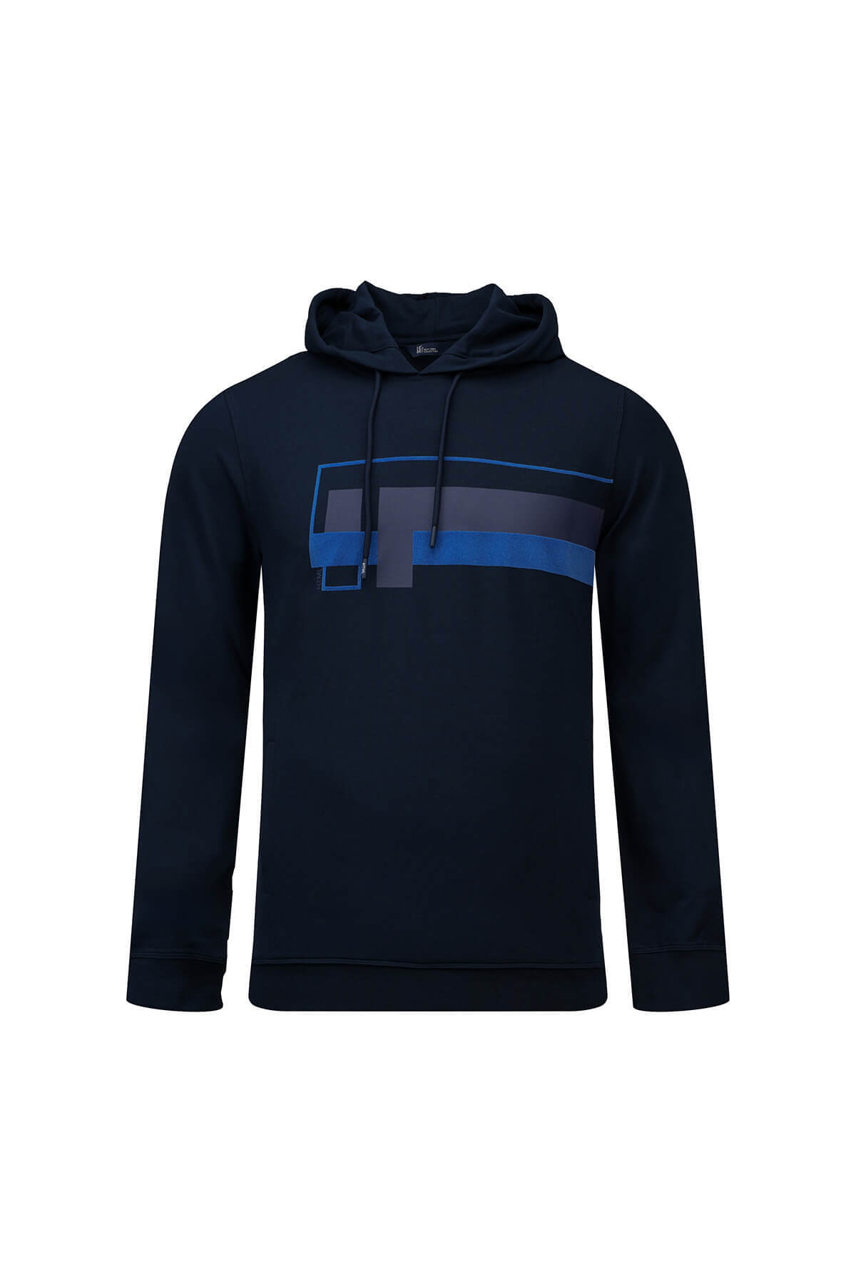 Lacivert Regular Fit Baskılı Kapüşonlu Sweatshirt