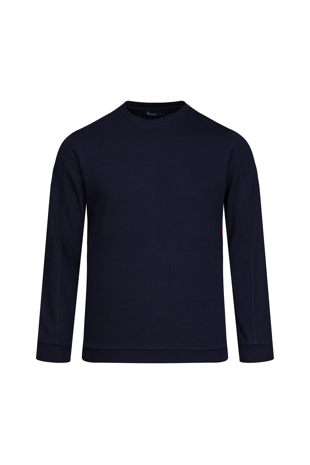 Lacivert Regular Fit Bisiklet Yaka 100% Pamuk Sweatshirt