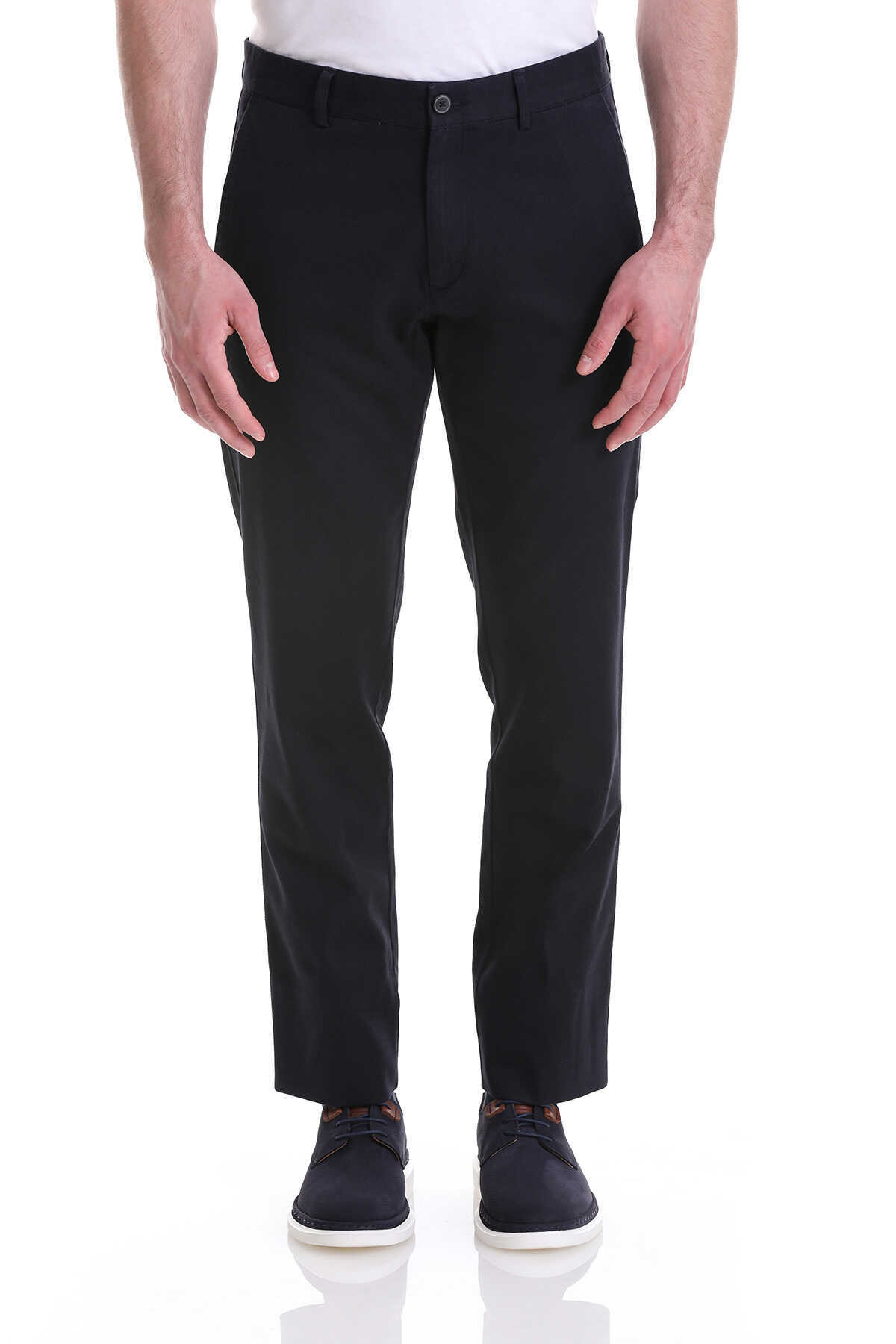 Lacivert Regular Fit Pamuklu Yandan Cepli Basic Kanvas Pantolon