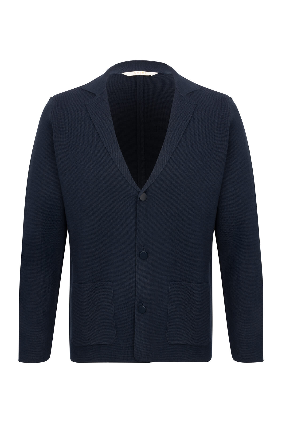 Lacivert Regular Fit Düğmeli Triko Ceket