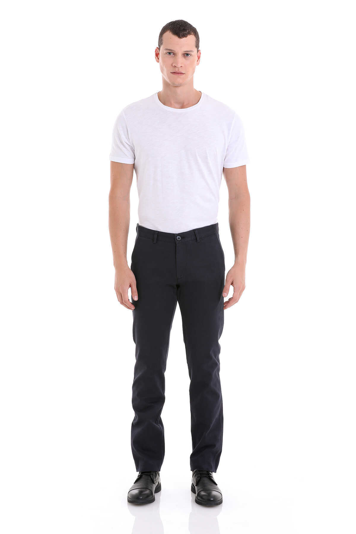 Lacivert Regular Fit Yandan Cepli Basic Kanvas Pantolon