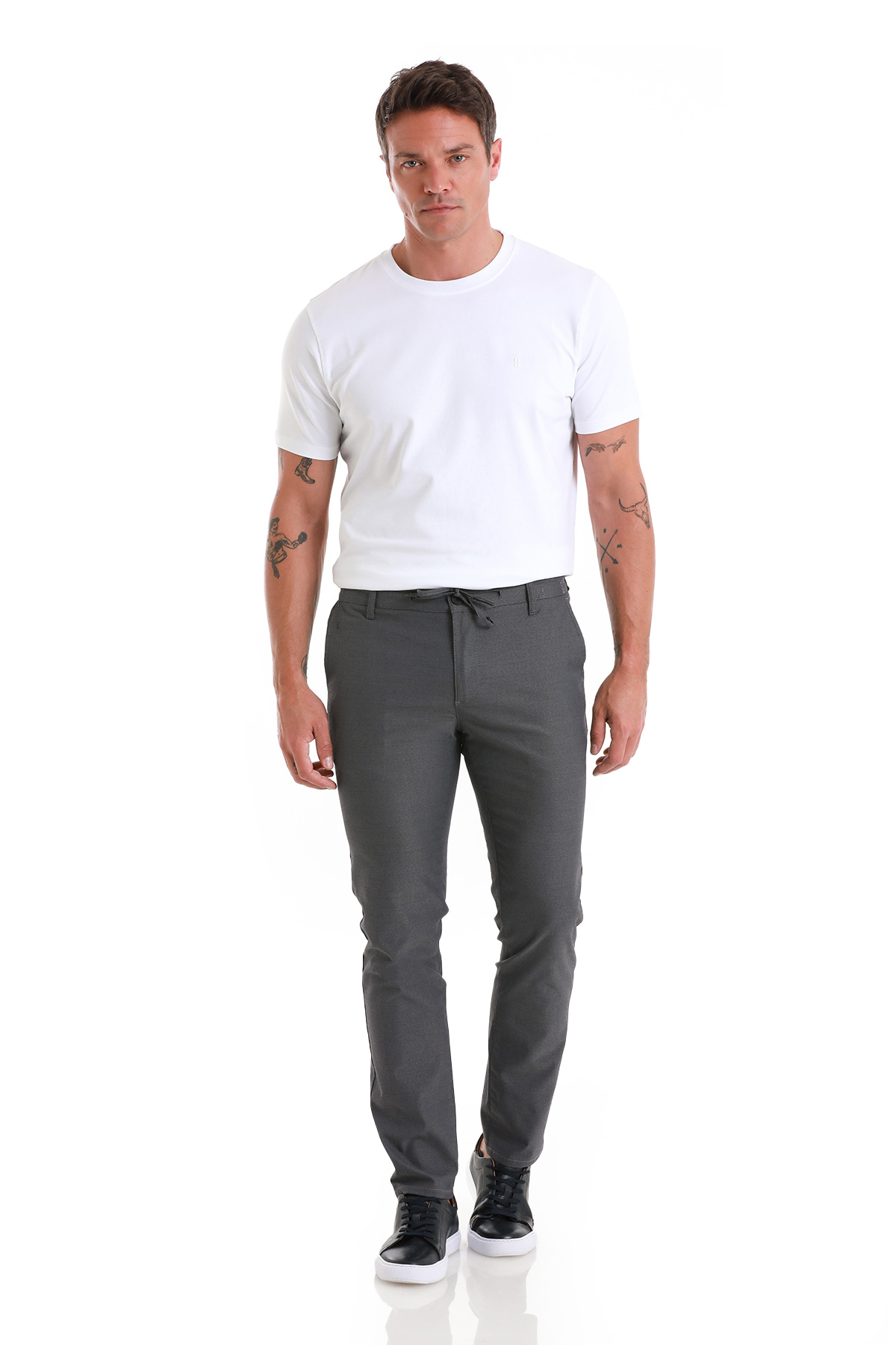 Lacivert Regular Fit Yandan Cepli Pamuklu Pantolon