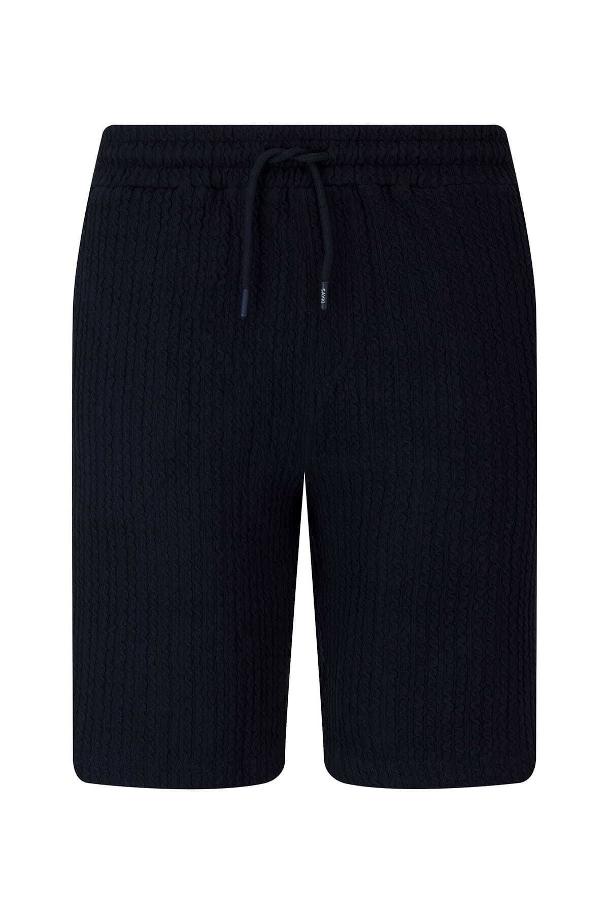 Lacivert Regular Fit Yandan Cepli Şort