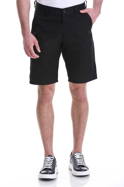 Lacivert Slim Fit Düz Yandan Cepli Basic Şort