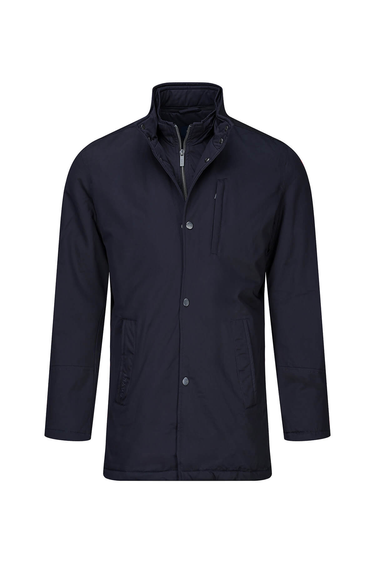 Lacivert Slim Fit Hakim Yaka 100% Pamuk Pardösü
