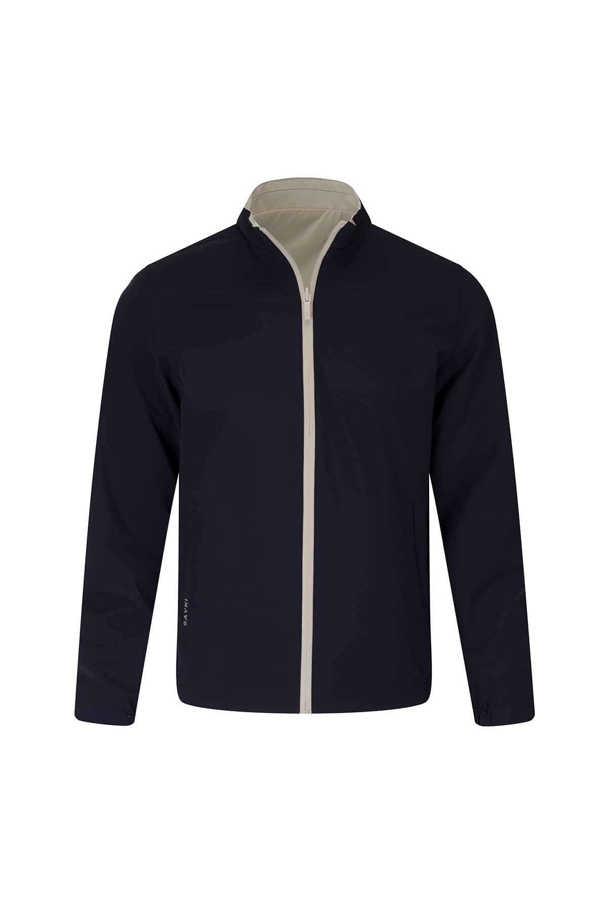 Lacivert Slim Fit Hakim Yaka Mevsimlik Mont