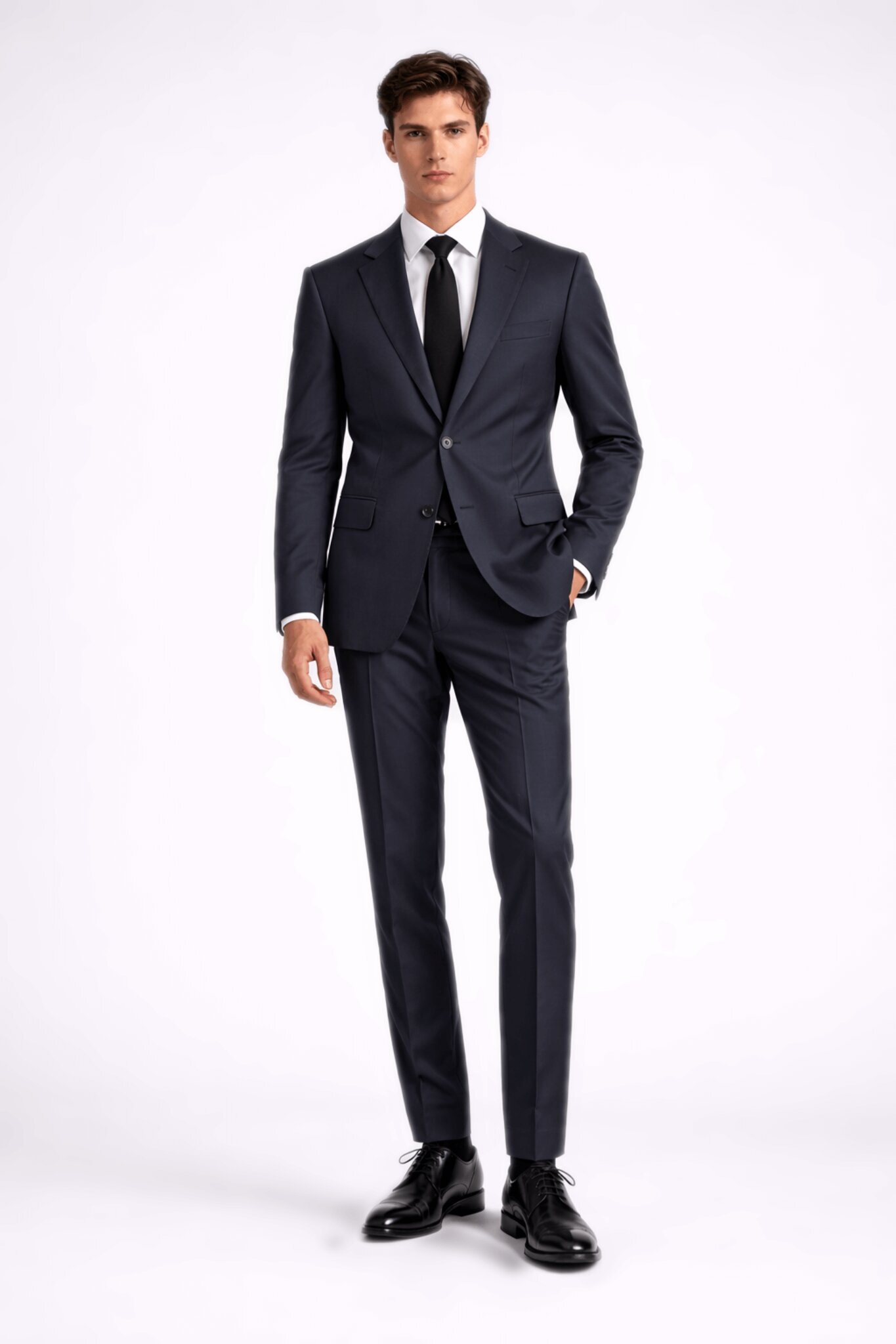 Lacivert Slim Fit Mono Yaka Klasik Takım Elbise