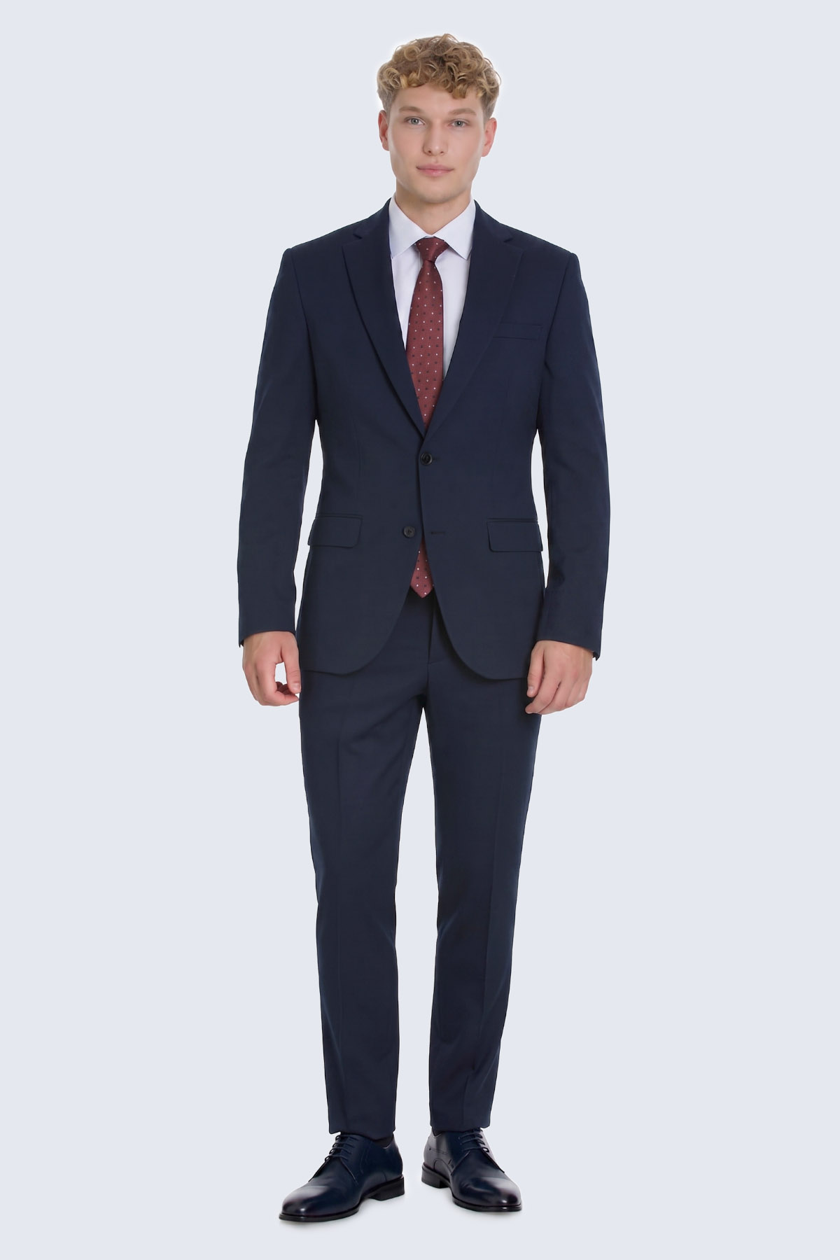 Lacivert Slim Fit Mono Yaka Takım Elbise